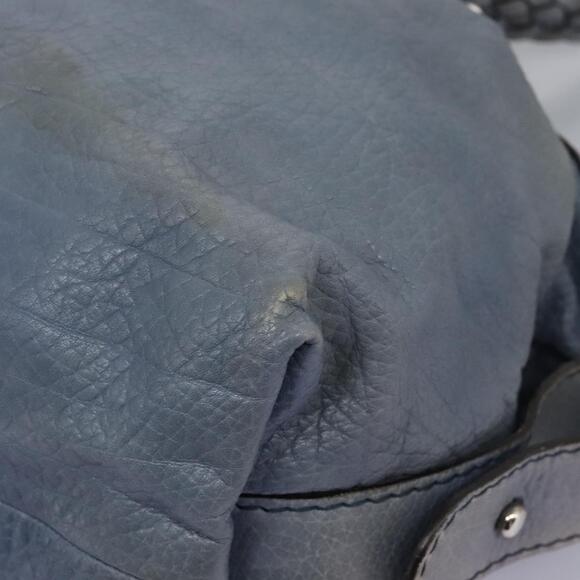 GUCCI Bamboo Tote Bag Leather Blue Silver - Picture 13 of 16